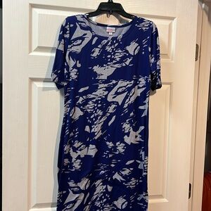 Purple and gray short sleeve t shirt dress